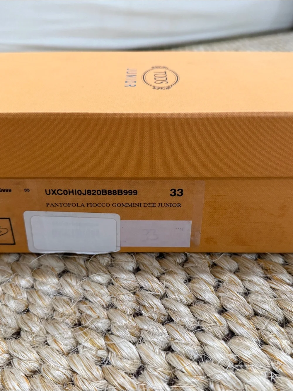 NIB Tod's Junior Black Glitter Bow Slippers- Size 1.5/2 (33 EU)